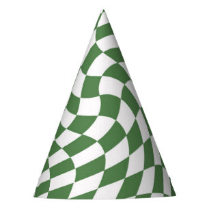 Chapéu De Festa Padrão de Verificação Verde Azul e Branco