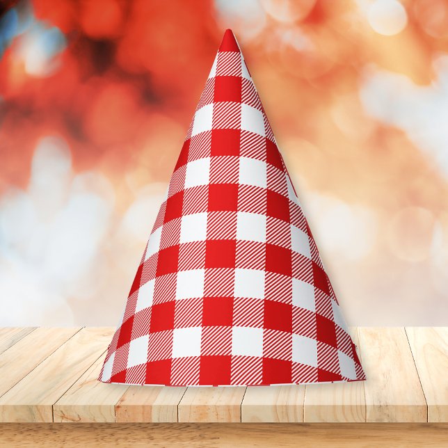 Chapéu De Festa Padrão de Xadrez Red Gingham (Criador carregado)