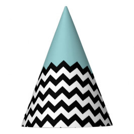 Chapéu De Festa Padrão de ziguezague preto e branco, Chevron, azul
