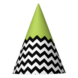 Chapéu De Festa Padrão de ziguezague preto e branco, Chevron, verd