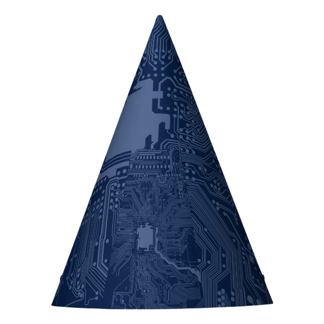 Chapéu De Festa Padrão do circuito da placa-mãe do Geek azul (Frente)
