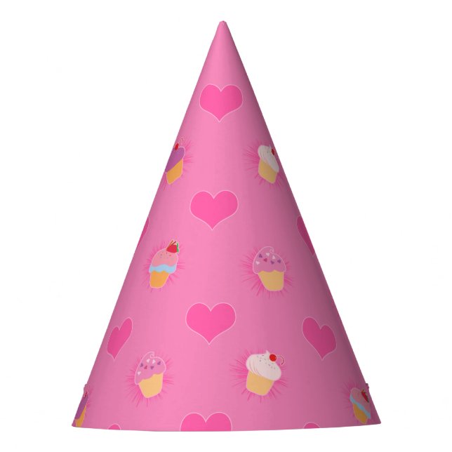 Chapéu De Festa Padrão do Cupcake rosa (Frente)