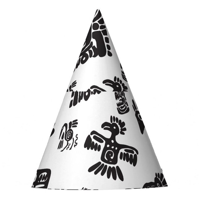 Chapéu De Festa Padrão Étnico Preto Maya (Frente)