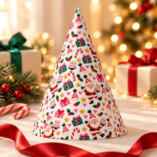 Chapéu De Festa Padrão Festivo de Natal de Aniversário do Papai No
