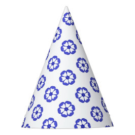 Chapéu De Festa Padrão Floral Redondo Azul