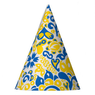 Chapéu De Festa Padrão Folclore com cores de bandeira ucraniana