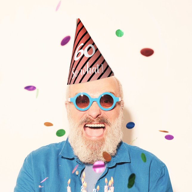 Chapéu De Festa Padrão Funny Red Black Stripe 60º Aniversário (Criador carregado)