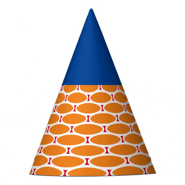 Chapéu De Festa Padrão Geométrico Azul Cor - de - laranja Branco c (Frente)