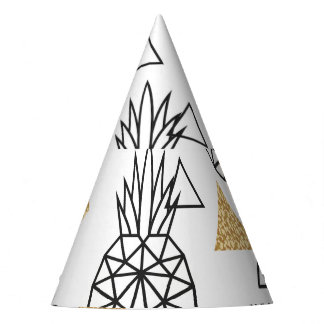 Chapéu De Festa Padrão Geométrico de Pontos Dourados do Abacaxi.