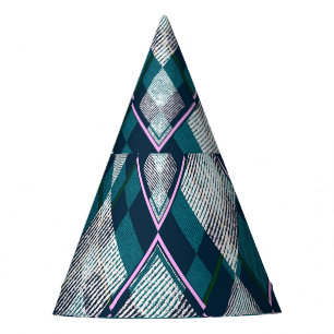 Chapéu De Festa Padrão Geométrico Rhombic Turquoise Sem Vista