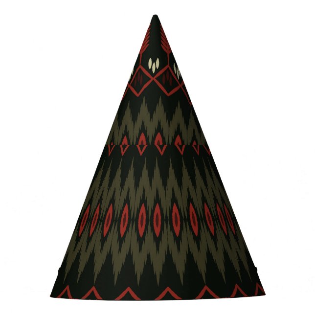 Chapéu De Festa Padrão Ikat: Ornamento Étnico Geométrico (Frente)