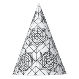 Chapéu De Festa Padrão linear de Abstrato branco e preto da vinhet