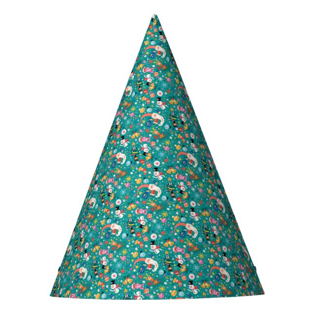 Chapéu De Festa Padrão Papai Noel e Amigos Alegres (Frente)