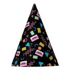 Chapéu De Festa Padrão Retroativo do anos 80 dos Oitenta Coloridos