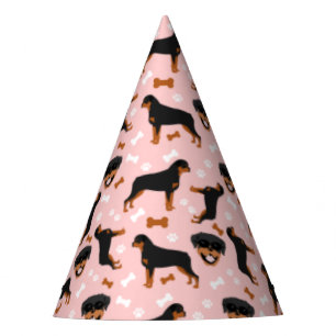 Chapéu De Festa Padrão Rottweiler Rottie Pink Girl Pawprint