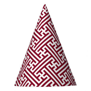 Chapéu De Festa Padrão Sayagata, Japonês, Borgonha e Branco