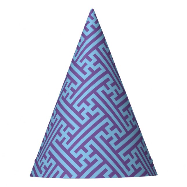 Chapéu De Festa Padrão Sayagata, japonês, roxo e azul (Frente)