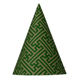 Chapéu De Festa Padrão Sayagata, japonês, verde e Dourado