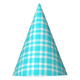 Chapéu De Festa Padrão Xadrez Azul Branco