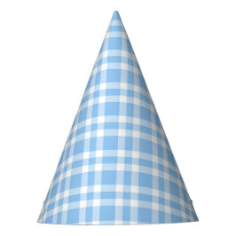 Chapéu De Festa Padrão Xadrez Azul Branco