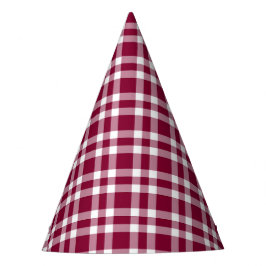 Chapéu De Festa Padrão Xadrez Branco Burgundy