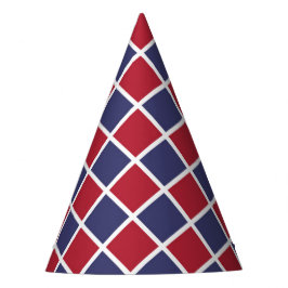 Chapéu De Festa Padrão Xadrez Diamante Arlequim Branco Azul Vermel