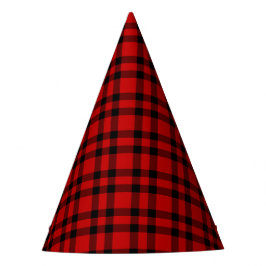 Chapéu De Festa Padrão Xadrez Vermelho Preto