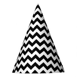 Chapéu De Festa Padrão Zigzag preto e branco, padrão Chevron
