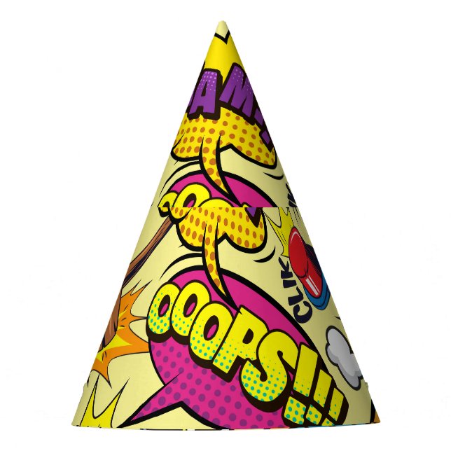 Chapéu De Festa Padrões coloridos de elementos cômicos (Frente)