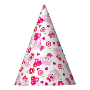 Chapéu De Festa Padrões De Corujas, Corujas Frescas, Corujas Rosa,