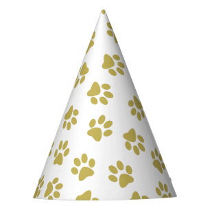 Chapéu De Festa Padrões De Patas, Pistas De Cães, Pistas Verdes