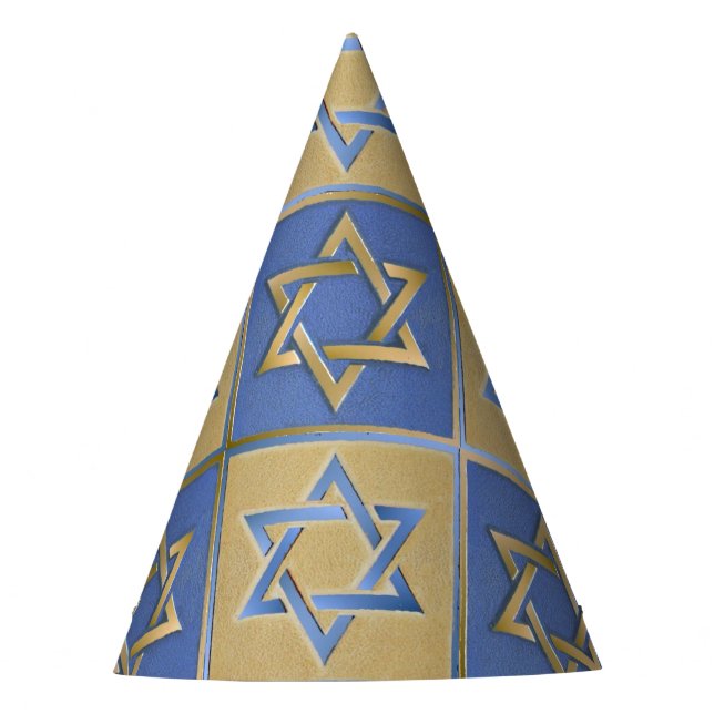 Chapéu De Festa Painéis de Arte Estrela de Davi Azul Dourado (Frente)