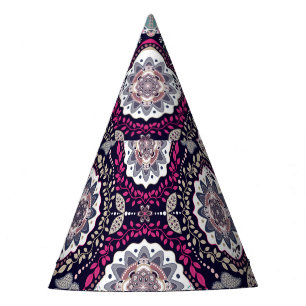 Chapéu De Festa Paisley floral, design de bolso quadrado.