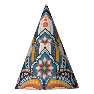 Chapéu De Festa Paisley Floral: Padrão Indiano Escuro