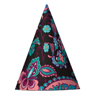Chapéu De Festa Paisley Stripe: Decorativa Negra Sem Semente