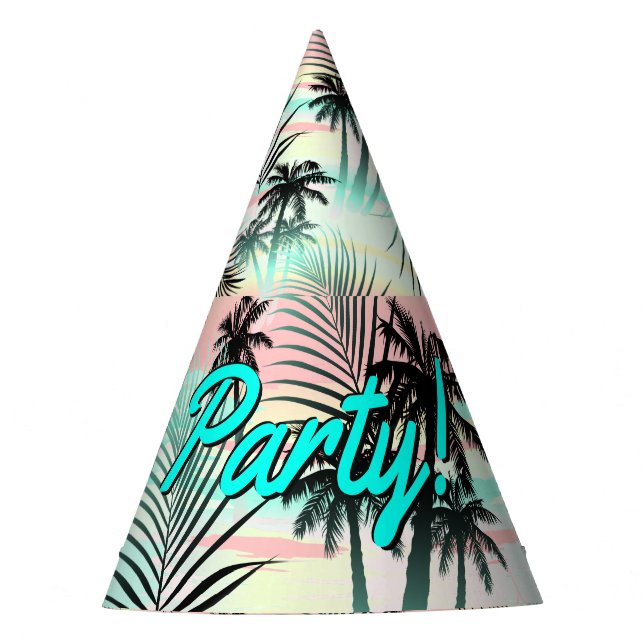 Chapéu De Festa Palmas pretas no pôr do sol (Frente)