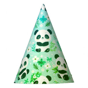 Chapéu De Festa Panda Bear Pattern Green Impressão