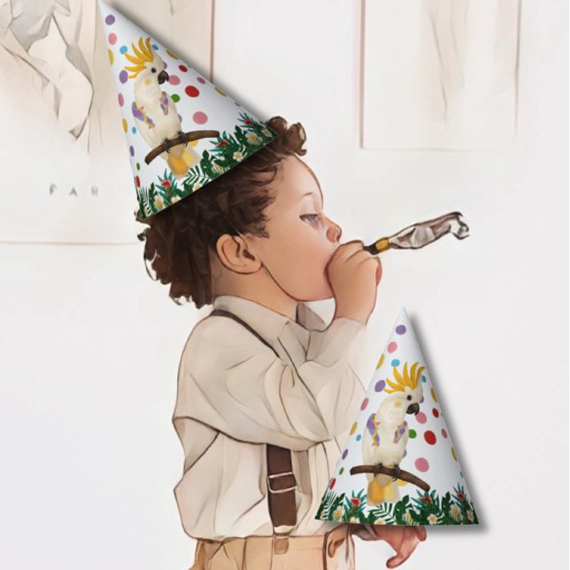 Chapéu De Festa Papagaio Tropical Um Selvagem e Confetti Aniversár (Criador carregado)