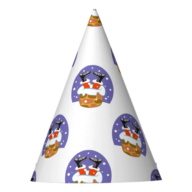 Chapéu De Festa Papai Noel Na Chaminé, Neve, Natal, Ano Novo (Frente)