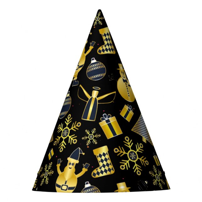 Chapéu De Festa Papais noeis Dourados de Natal Snowman a empatar o (Frente)