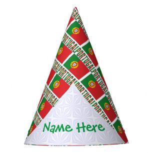 Chapéu De Festa Papel Personalizado com Bandeira Portuguesa em Mos