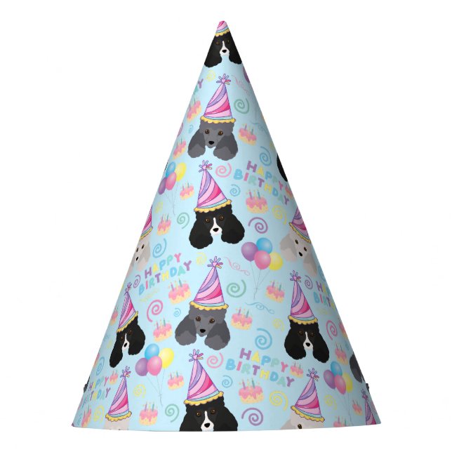 Chapéu De Festa Parti Poodle Birthday Party Hat Blue (Frente)