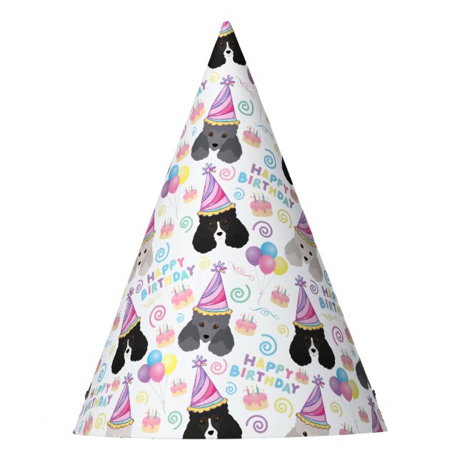 Chapéu De Festa Parti Poodle Birthday Party Hat White (Frente)