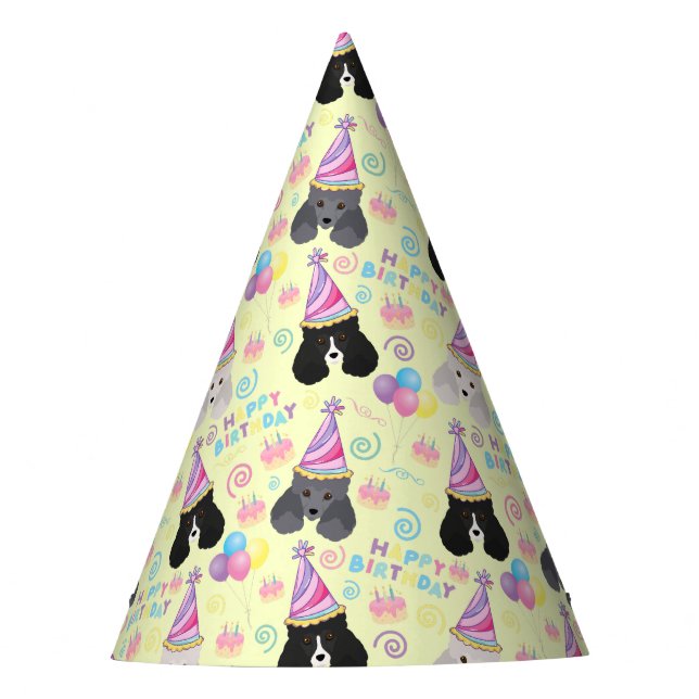 Chapéu De Festa Parti Poodle Birthday Party Hat Yellow (Frente)