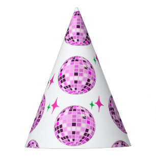 Chapéu De Festa Partido Branco da Bola de Disco Puro, Rosa Moderna