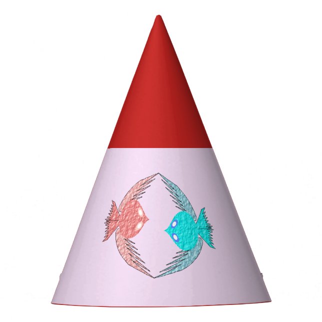 Chapéu De Festa Pássaros de Amor, Rosa e Azul (Frente)