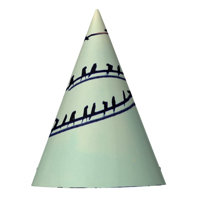 Chapéu De Festa Pássaros em fios, céu azul antigo. (Frente)