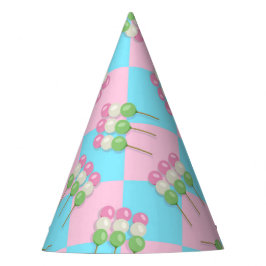 Chapéu De Festa Pastel Pink Blue Checked Dango Party Hat