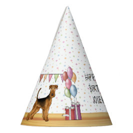 Chapéu De Festa Pastor Airedale Colorido Pastel Feliz Aniversário