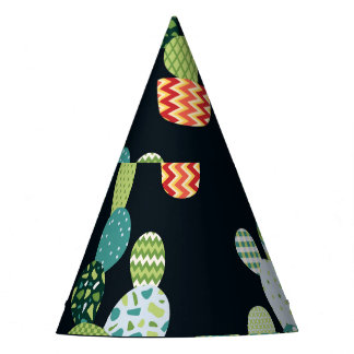 Chapéu De Festa Patchwork Cactus Vegetais sem Olhos Padrão